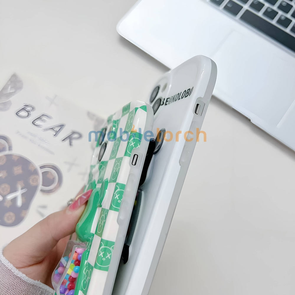 3D Machine Bear Soft Phone Case With Random Color Bracelet - iPhone 14 Pro
