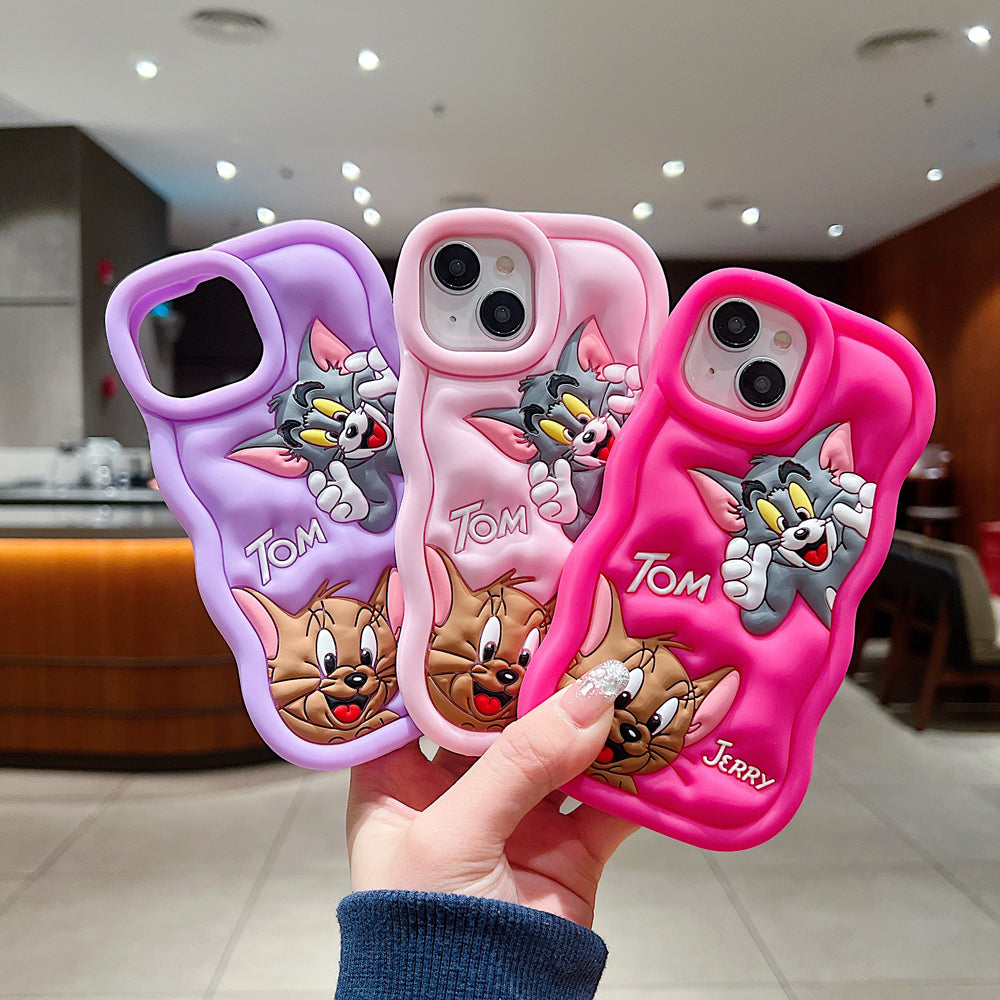 Silicone Soft 3D Cartoon Wavy Edge Phone Case - iPhone 15 Plus