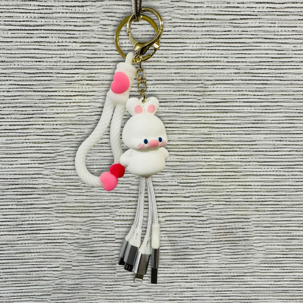 Creative Cute Multi Cable | 3 in 1 Charger Keychain Cable