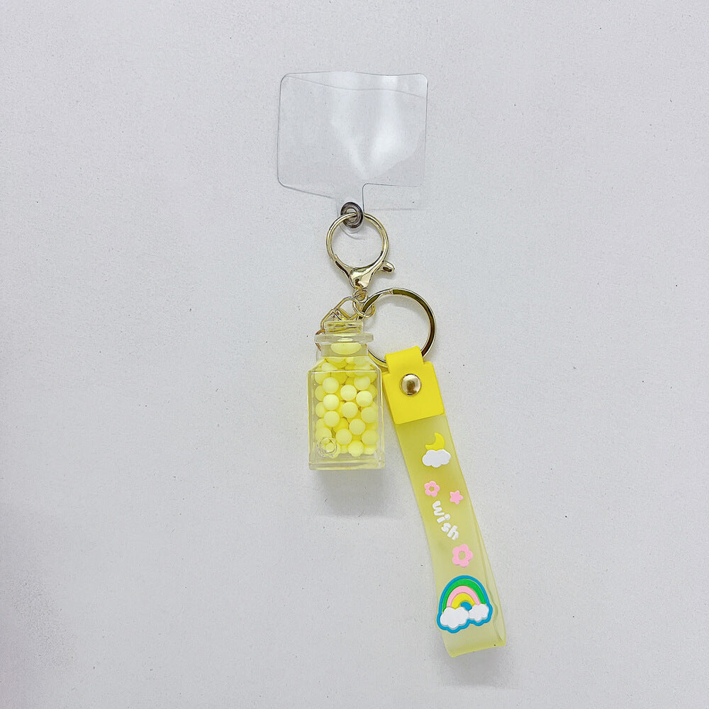 Beads Floating Liquid Bottle Keychain | Handbag Charm