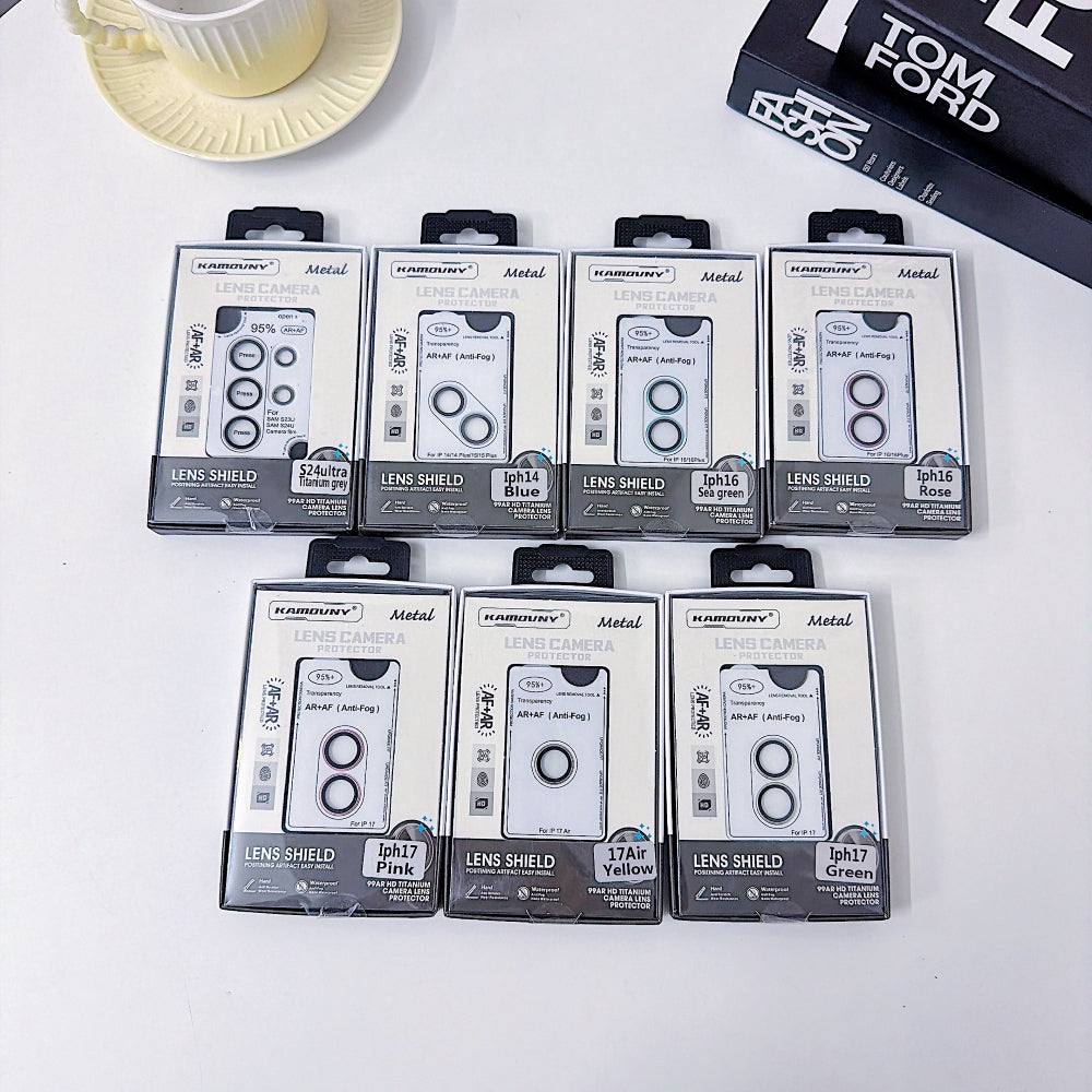 AF+AF Anti-Reflection 3D Radian 9H Metal Aluminum Alloy Camera Lens Protection Ring - Samsung Series