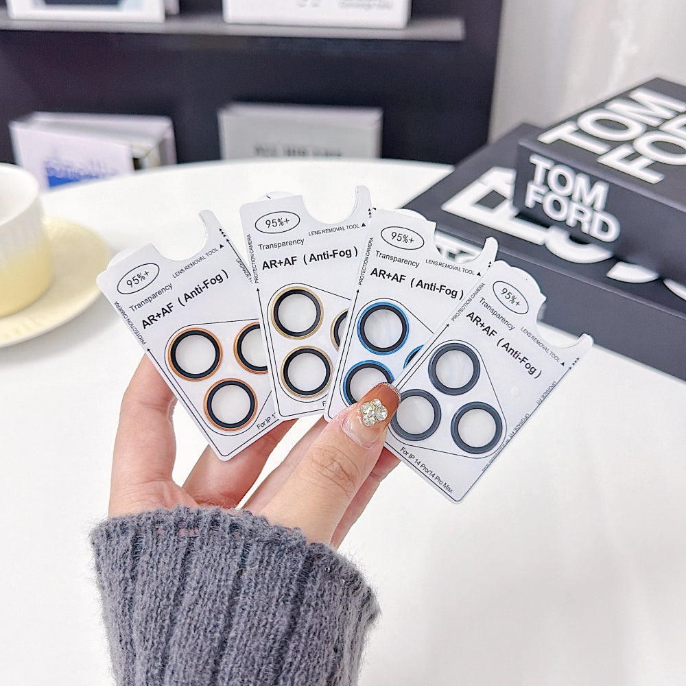 AF+AF Anti-Reflection 3D Radian 9H Metal Aluminum Alloy Camera Lens Protection Ring - iPhone Series