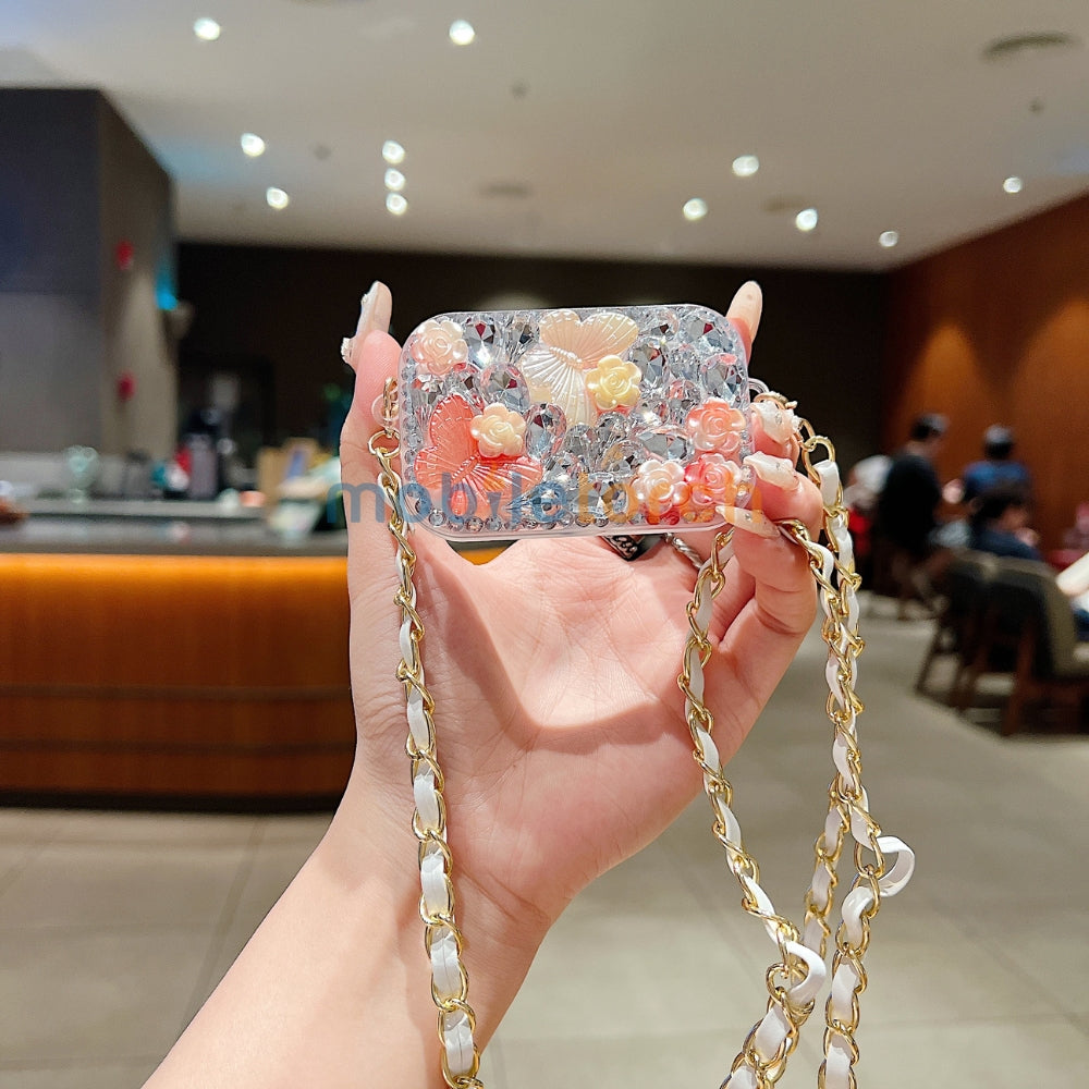 Acrylic Butterfly and Flower Charm Pattern Universal Stand with Crystal Bracelet