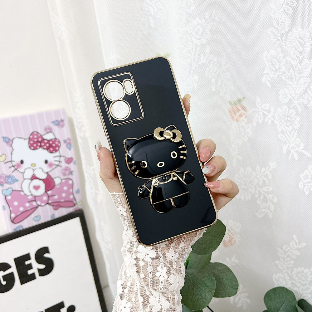 Rotated Kitty Mirror Stand Luxury Electroplated Cover - Samsung A23