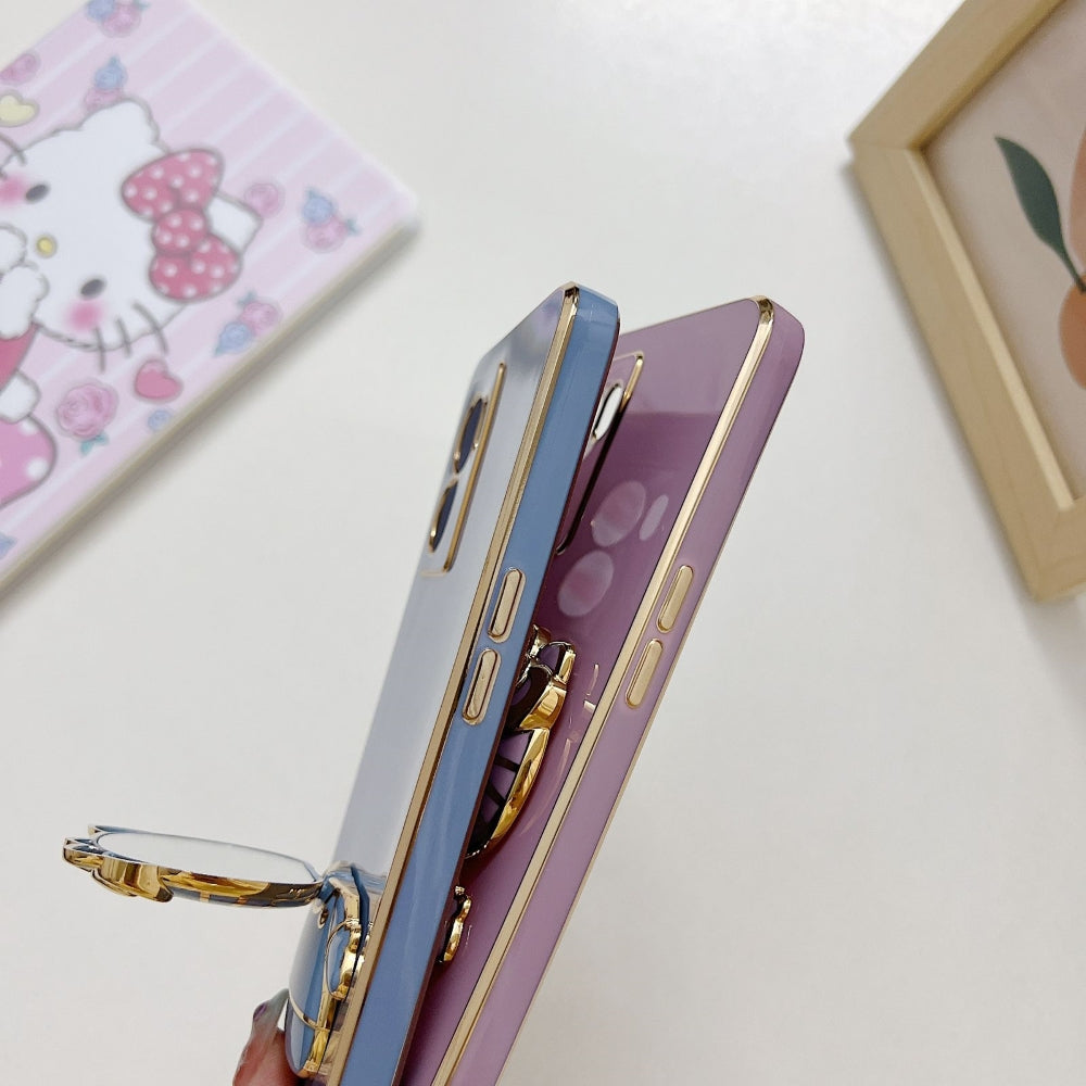 Rotated Kitty Mirror Stand Luxury Electroplated Cover