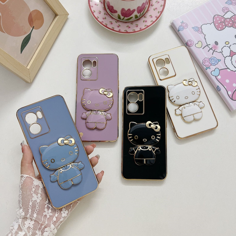 Rotated Kitty Mirror Stand Luxury Electroplated Cover