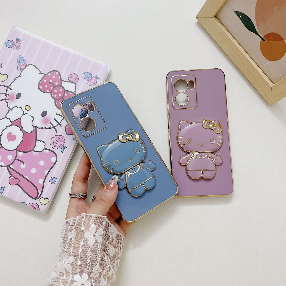 Rotated Kitty Mirror Stand Luxury Electroplated Cover