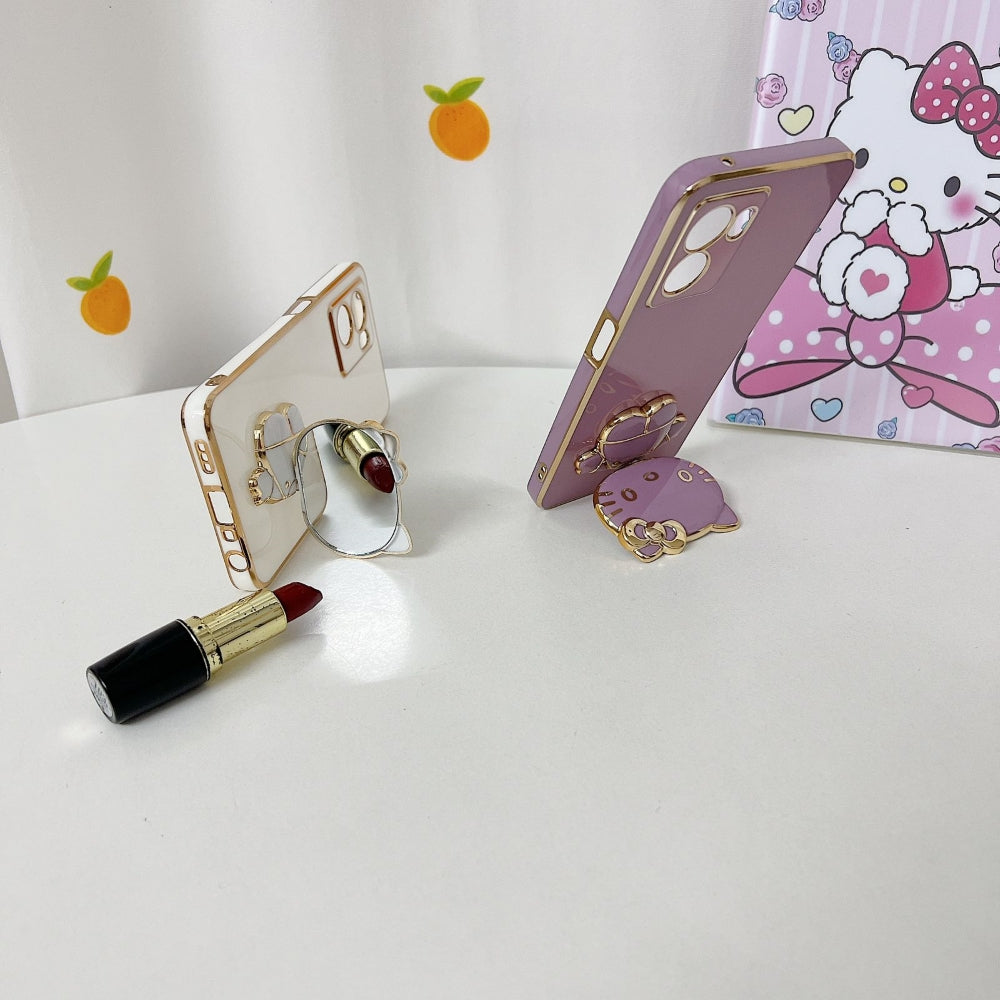 Rotated Kitty Mirror Stand Luxury Electroplated Cover
