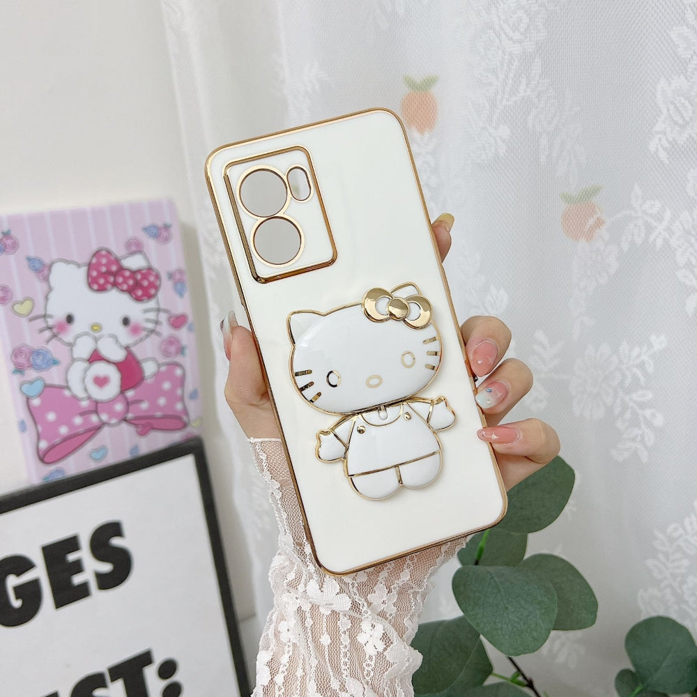 Rotated Kitty Mirror Stand Luxury Electroplated Cover