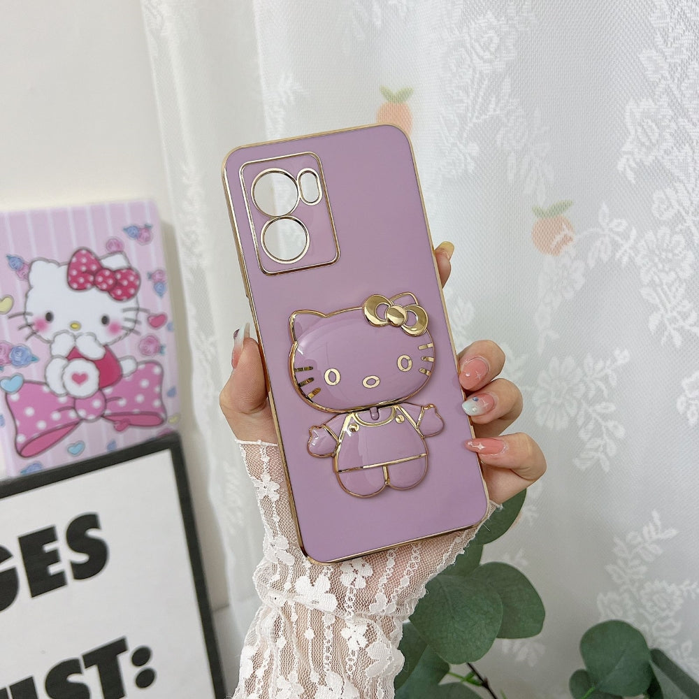 Rotated Kitty Mirror Stand Luxury Electroplated Cover