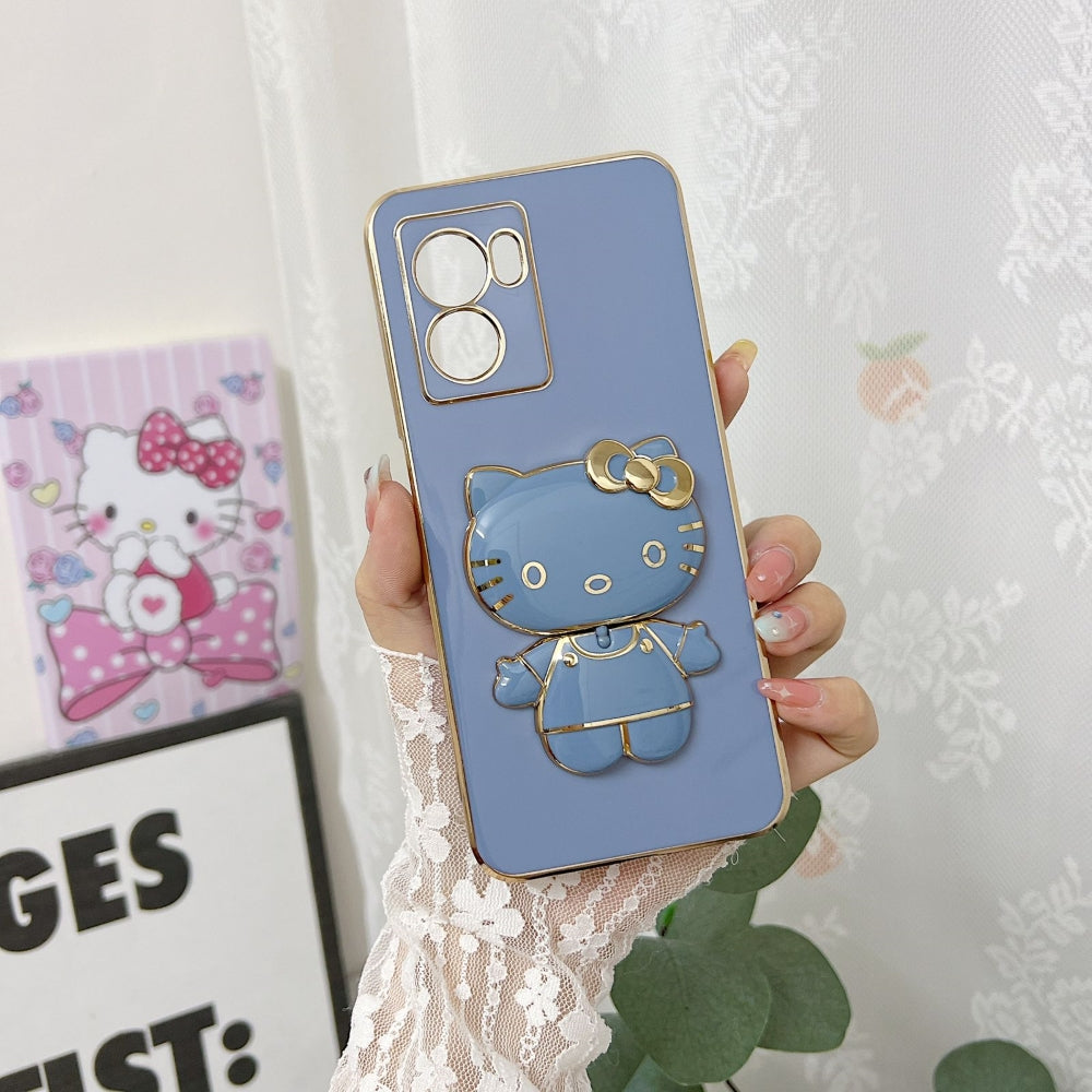 Rotated Kitty Mirror Stand Luxury Electroplated Cover