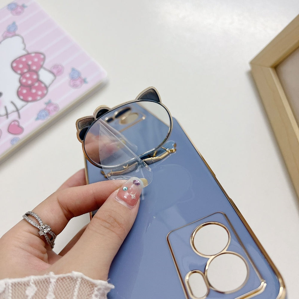 Rotated Kitty Mirror Stand Luxury Electroplated Cover