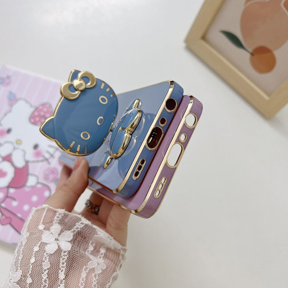 Rotated Kitty Mirror Stand Luxury Electroplated Cover