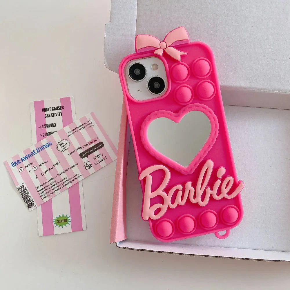 Love Heart Makeup Mirror Silicon Mobile Cover - iPhone 13 Pro