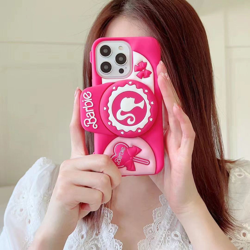 Barbie Stand Silicone (Soft) Phone Case - iPhone 15 Pro