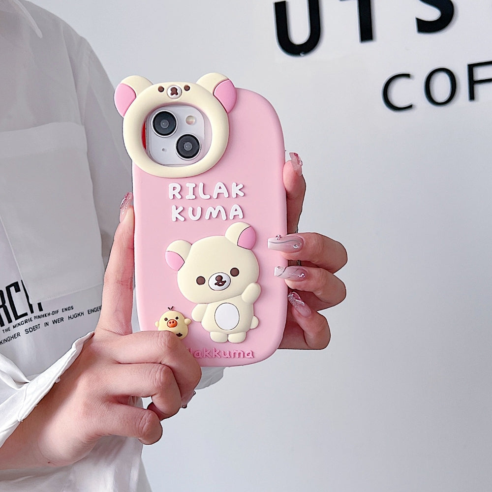 Bear Head Lens Circle Silicone Phone Case
