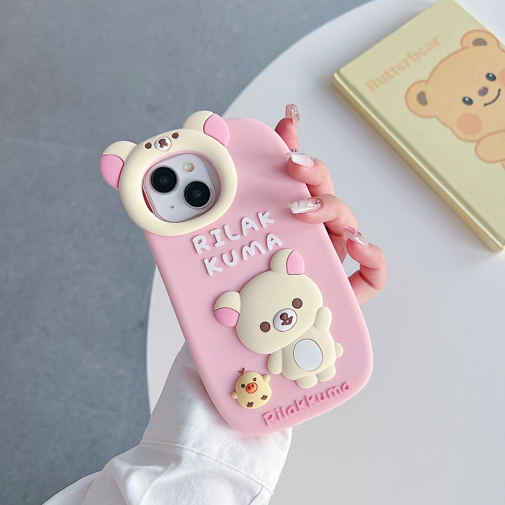Bear Head Lens Circle Silicone Phone Case