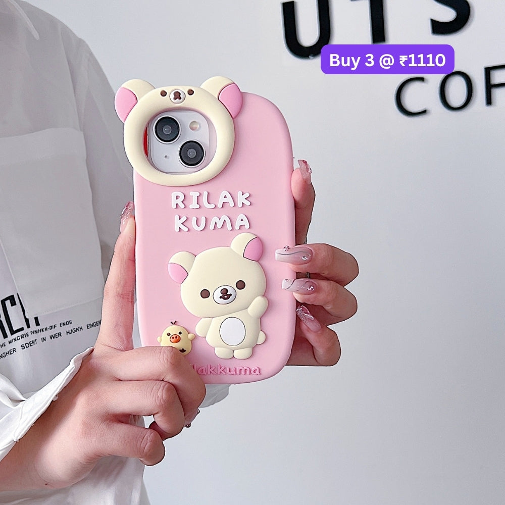 Bear Head Lens Circle Silicone Soft Phone Case | Mobile Cover - iPhone 14 Pro Max