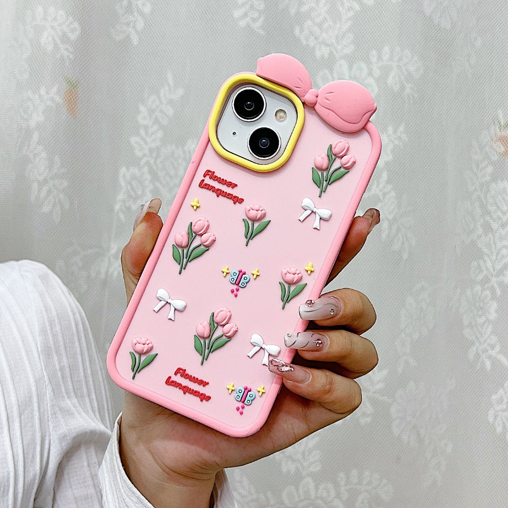 Bow Tulip Flower Silicone Phone Case