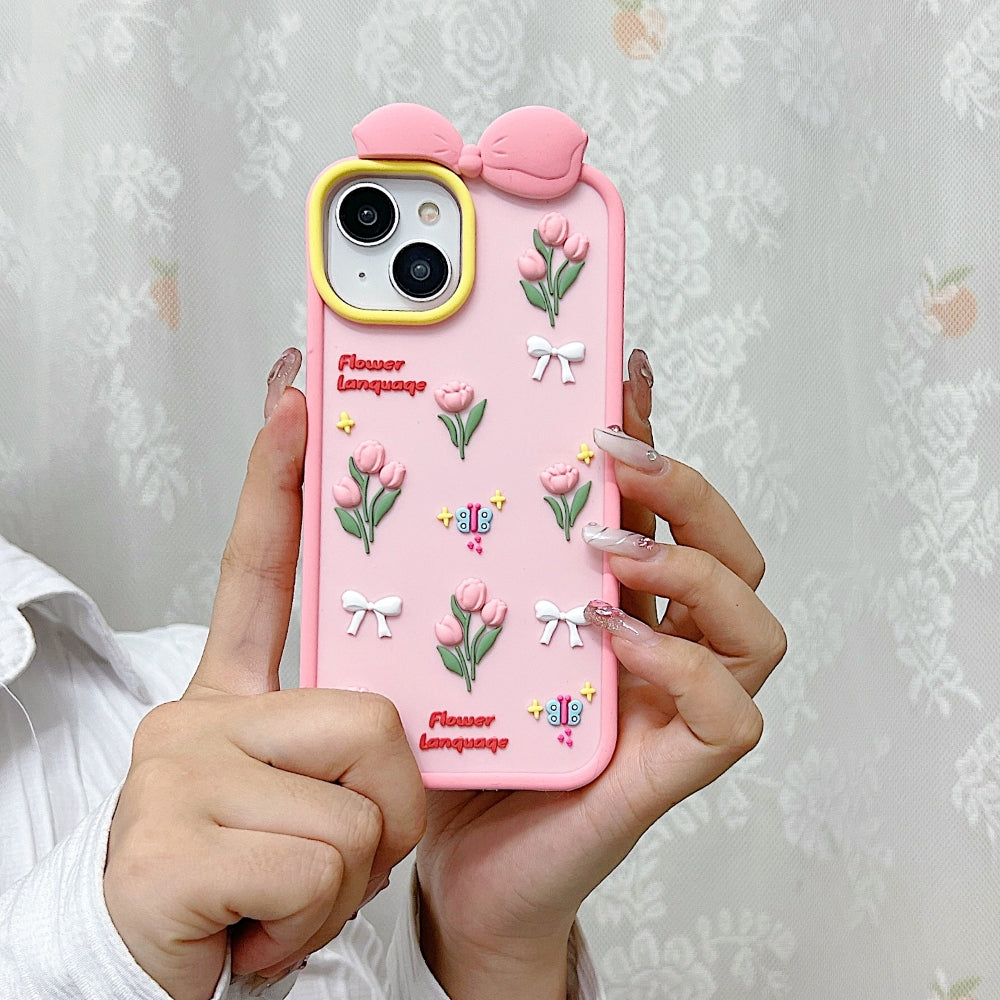 Bow Tulip Flower Silicone Phone Case