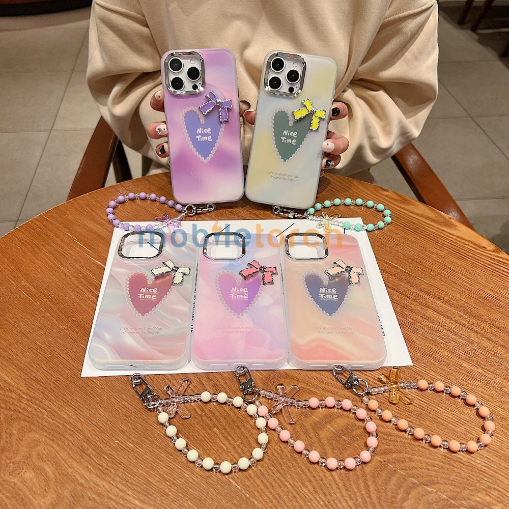 Bow Bling Heart Printed Colorful PC (Hard) Phone Case - Vivo Y12