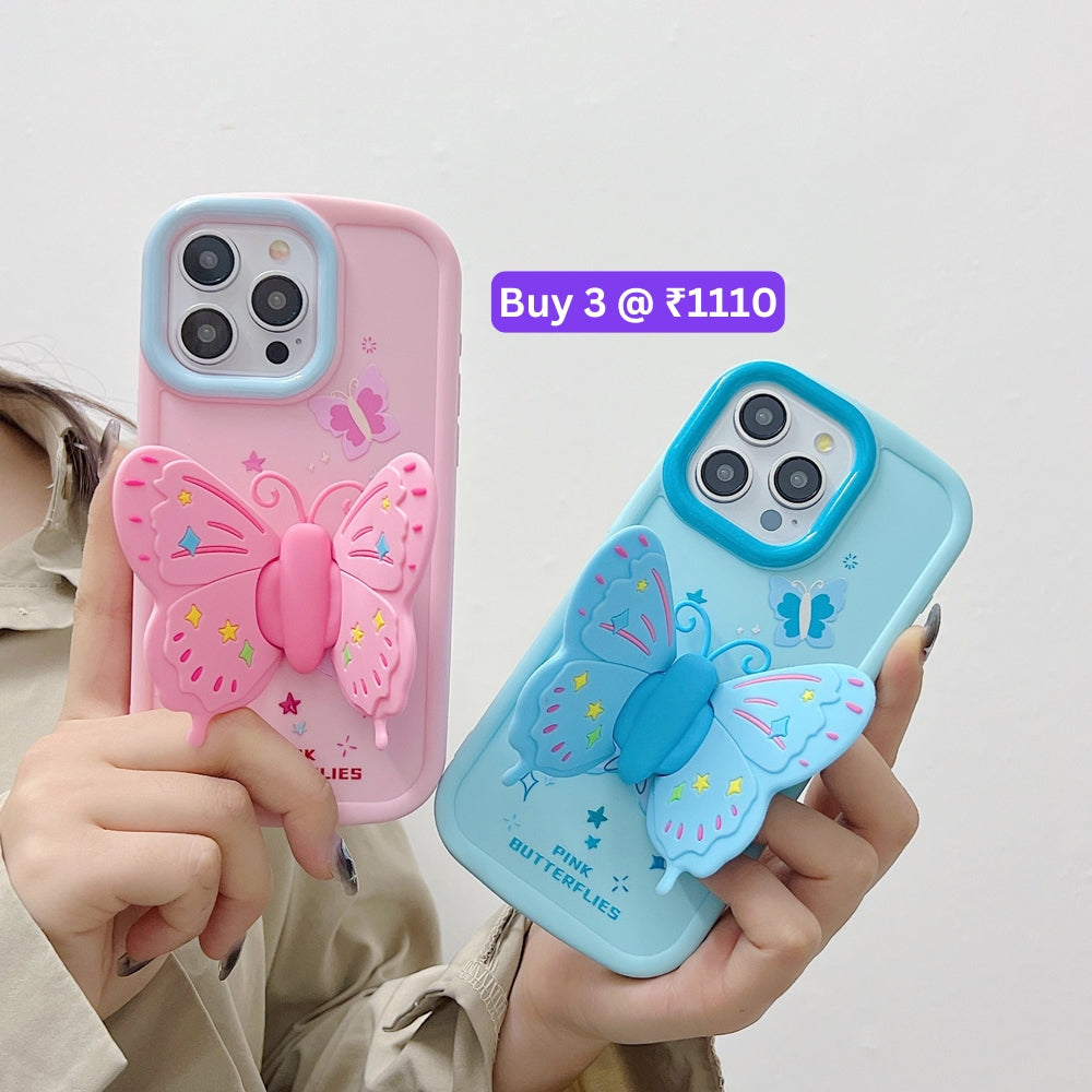 Butterfly Folding Wings Stand Silicone Soft Case - iPhone 14