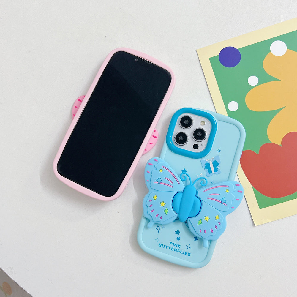 Butterfly Folding Wings Stand Silicone Soft Case - iPhone 13