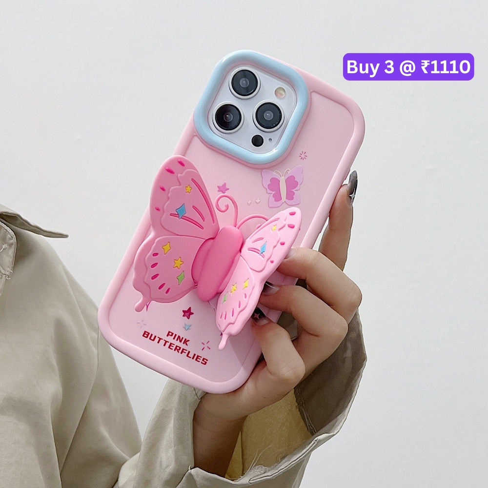 Butterfly Folding Wings Stand Silicone Soft Case - iPhone 14