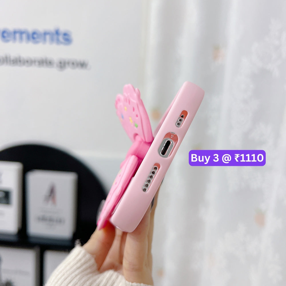 Butterfly Folding Wings Stand Silicone Soft Case - iPhone 14