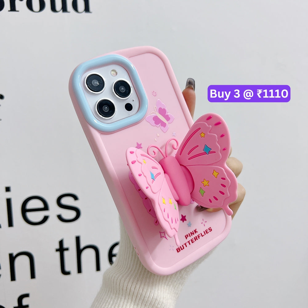 Butterfly Folding Wings Stand Silicone Soft Case - iPhone 14