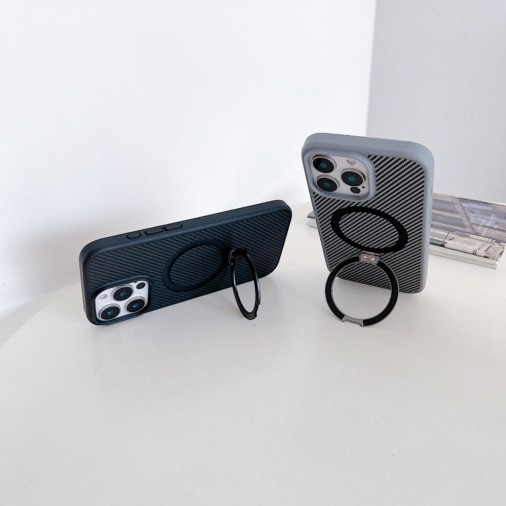 Carbon Fiber Ring Stand Magsafe Phone Case