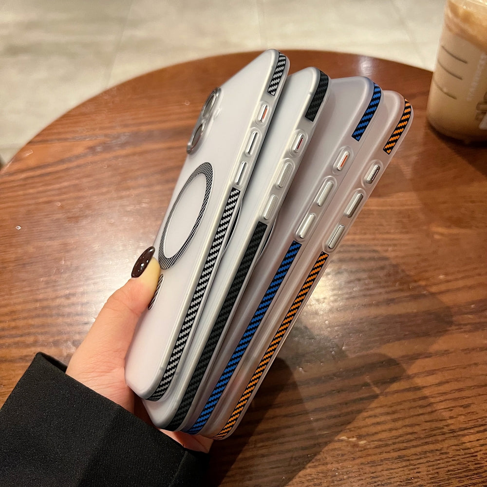 Carbon Fiber Pattern Built-in Magnetic Shockproof Phone Case - iPhone 14 Pro