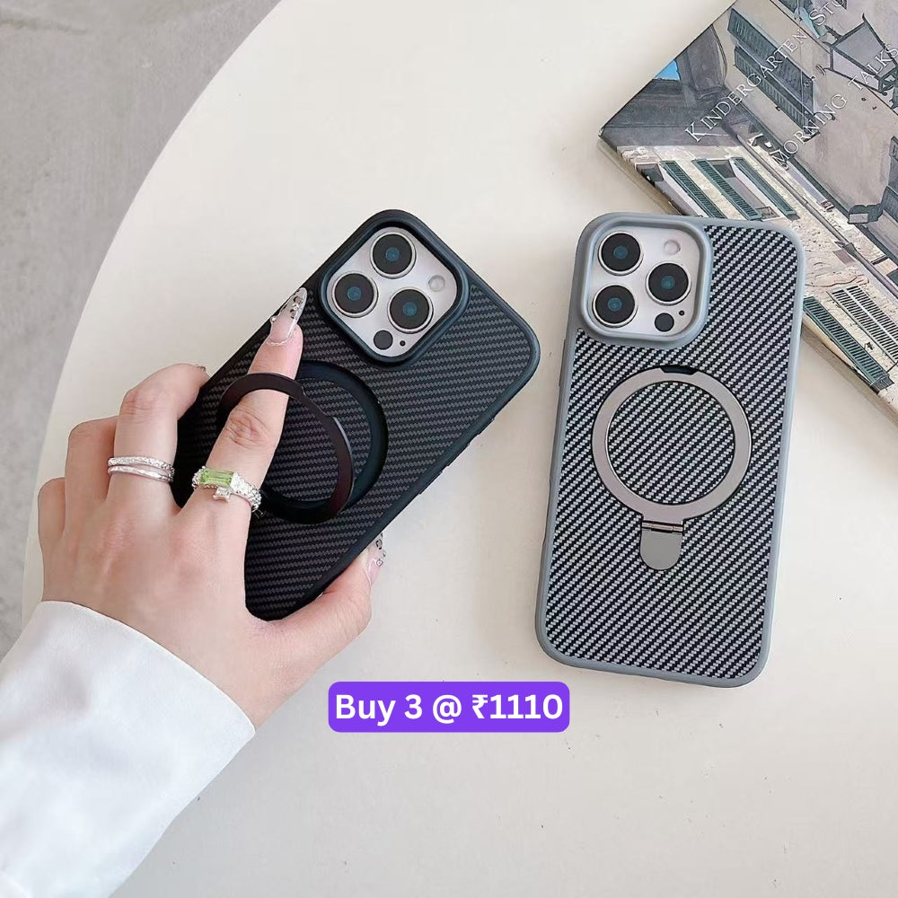 Carbon Fiber Ring Stand Magsafe Phone Case - iPhone 13