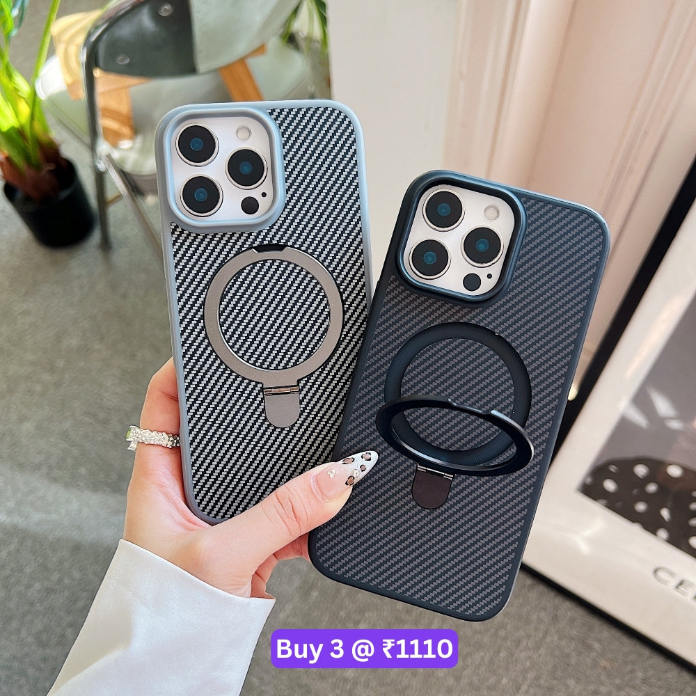 Carbon Fiber Ring Stand Magsafe Phone Case - iPhone 13