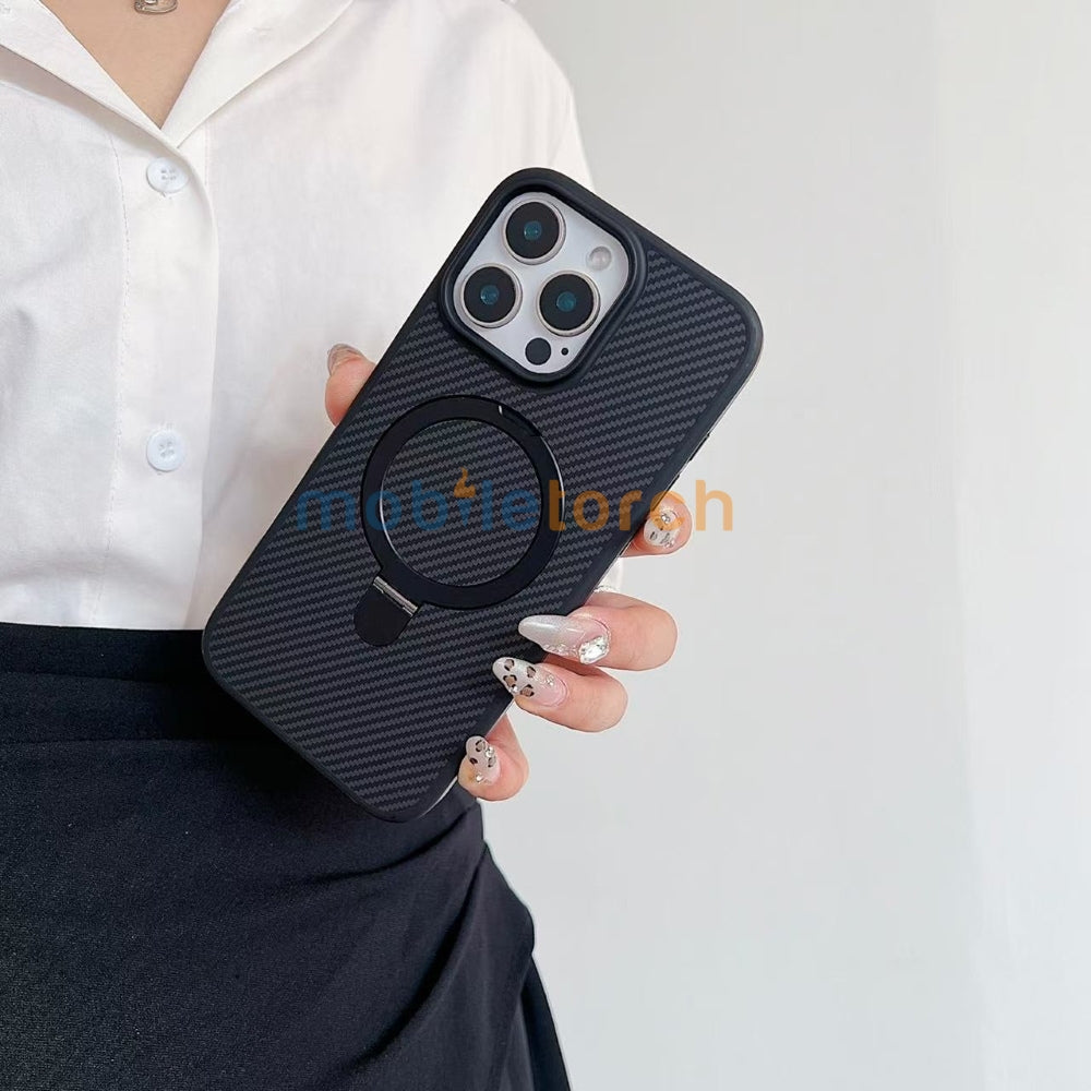 Carbon Fiber Ring Stand Magsafe Phone Case - iPhone 14 Pro