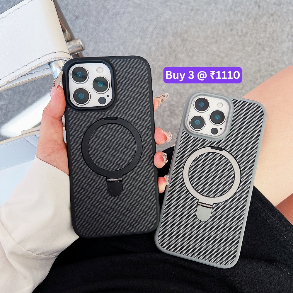 Carbon Fiber Ring Stand Magsafe Phone Case - iPhone 13
