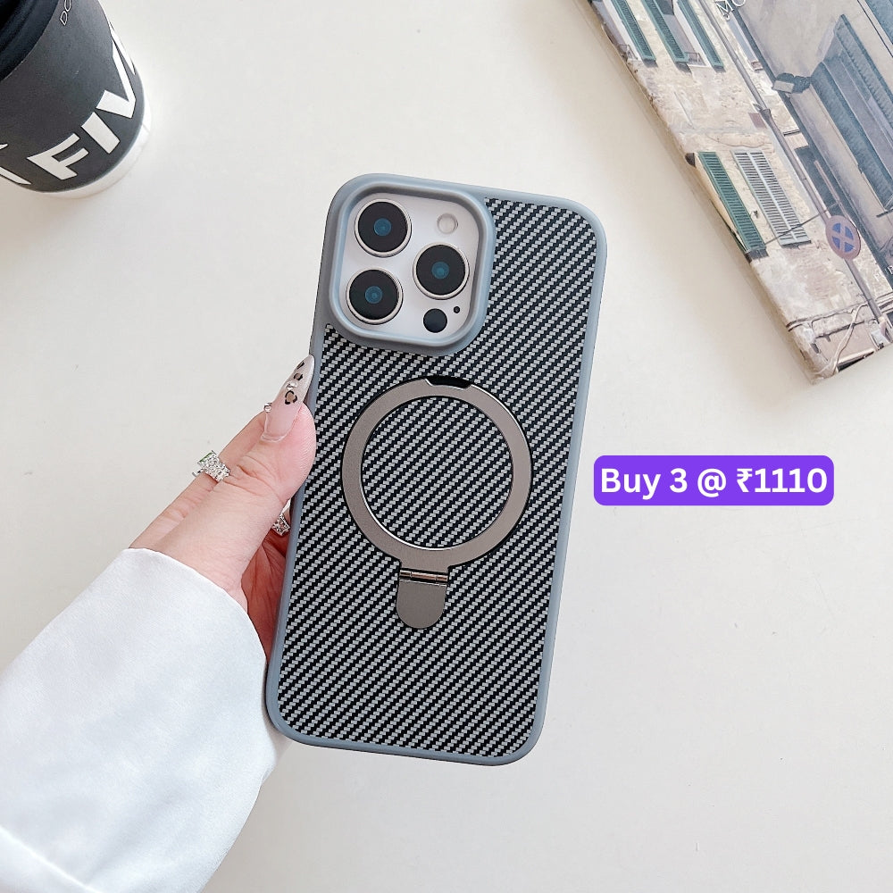 Carbon Fiber Ring Stand Magsafe Phone Case - iPhone 13