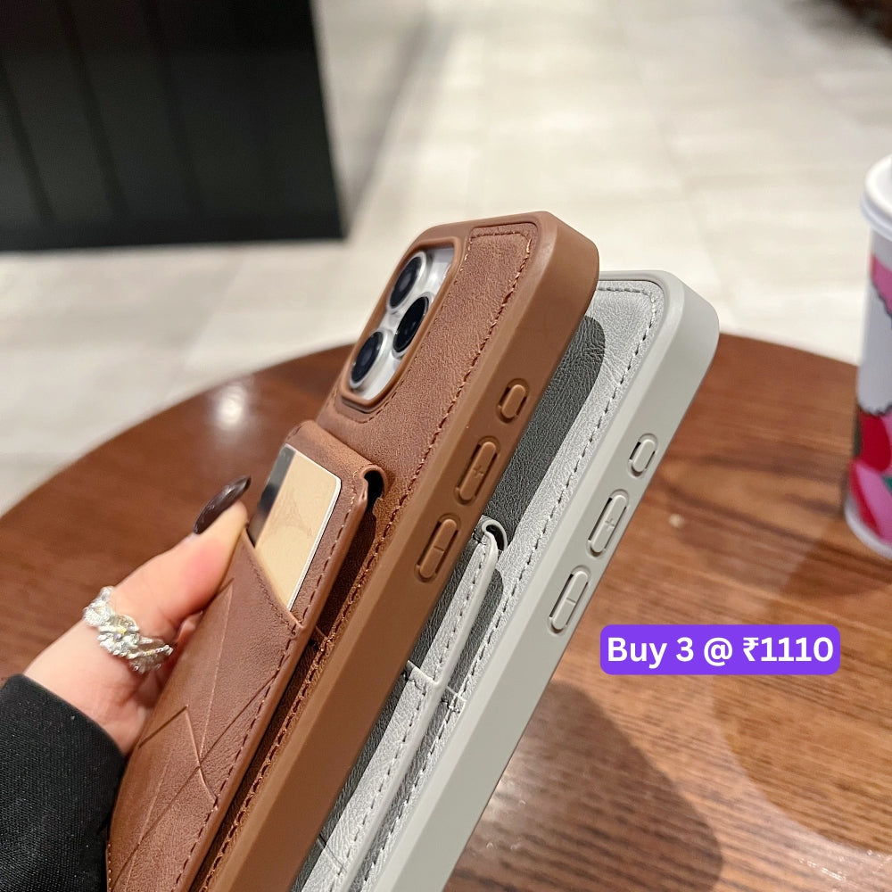 Card Bag Slot Stand Holder PU Leather Phone Case - iPhone 13