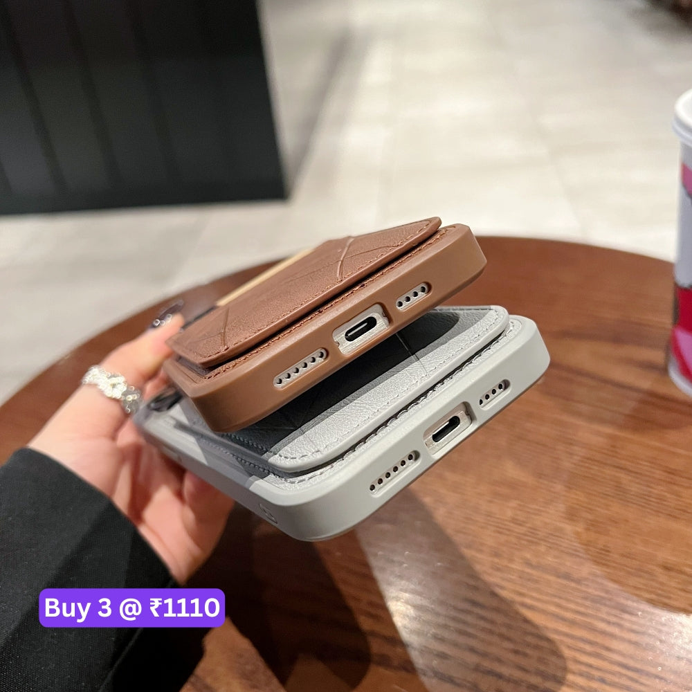 Card Bag Slot Stand Holder PU Leather Phone Case - iPhone 13