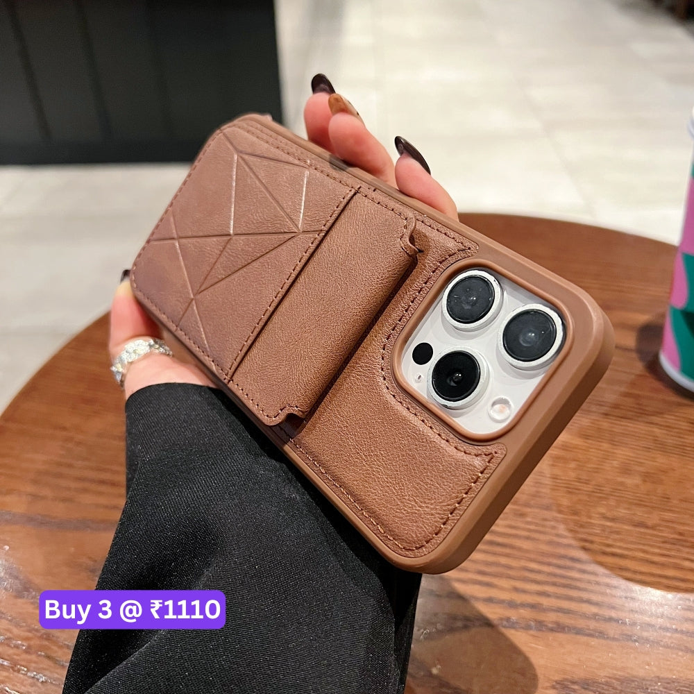 Card Bag Slot Stand Holder PU Leather Phone Case - iPhone 13