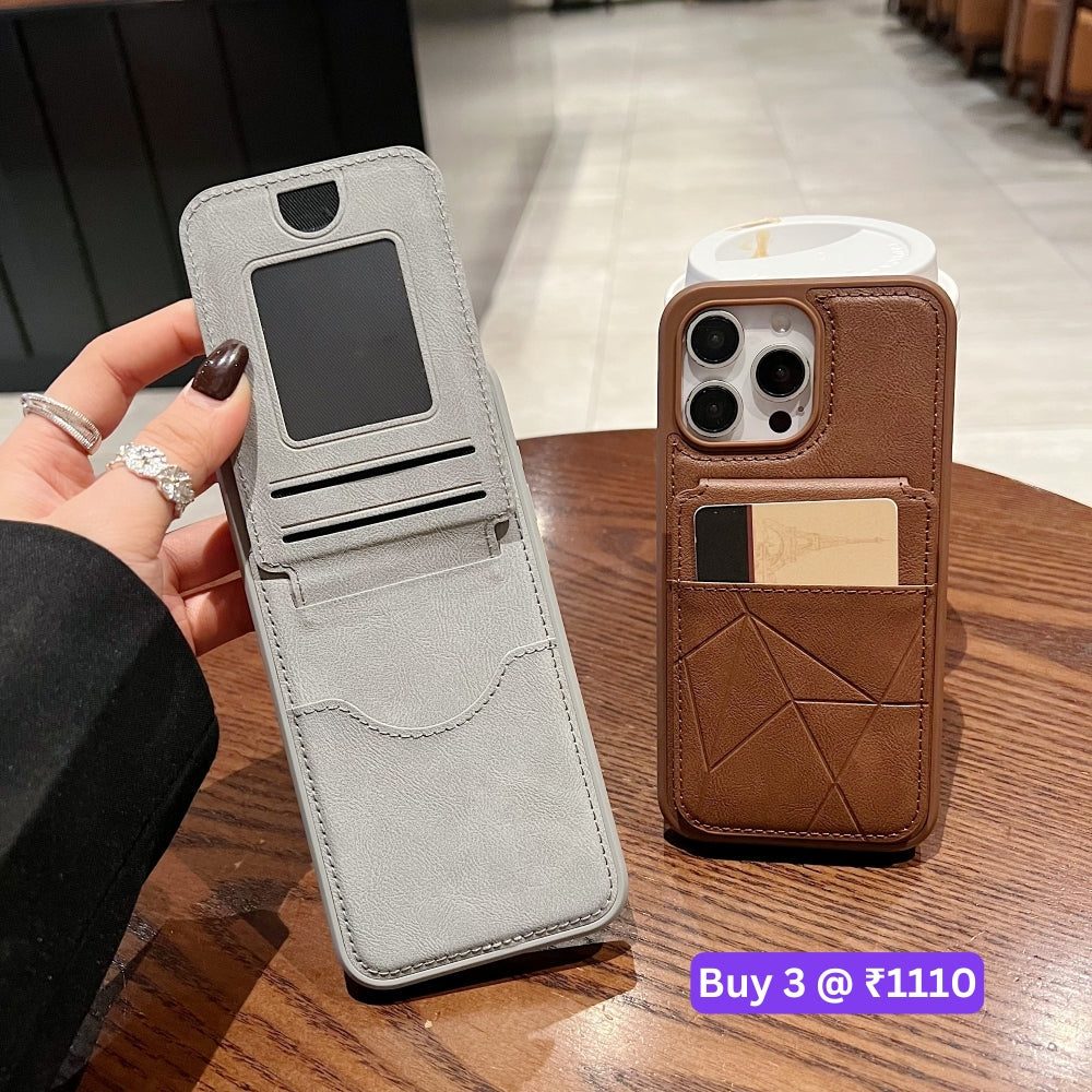 Card Bag Slot Stand Holder PU Leather Phone Case - iPhone 13