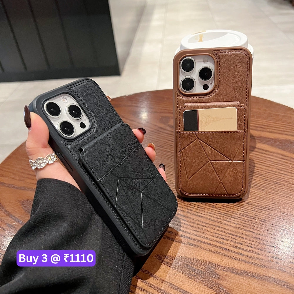 Card Bag Slot Stand Holder PU Leather Phone Case - iPhone 13