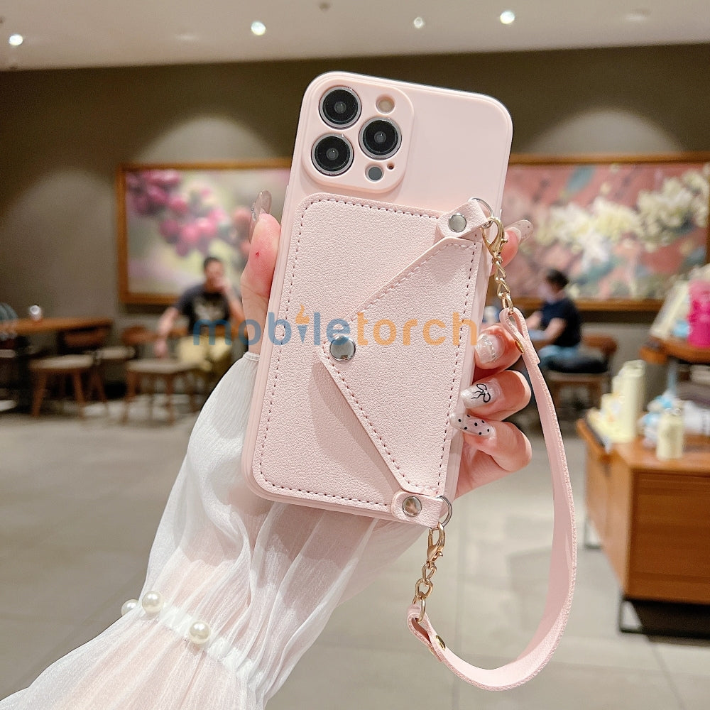 Card Wallet Lanyard Strap PU Leather Camera Protection Phone Case - iPhone 12 Pro