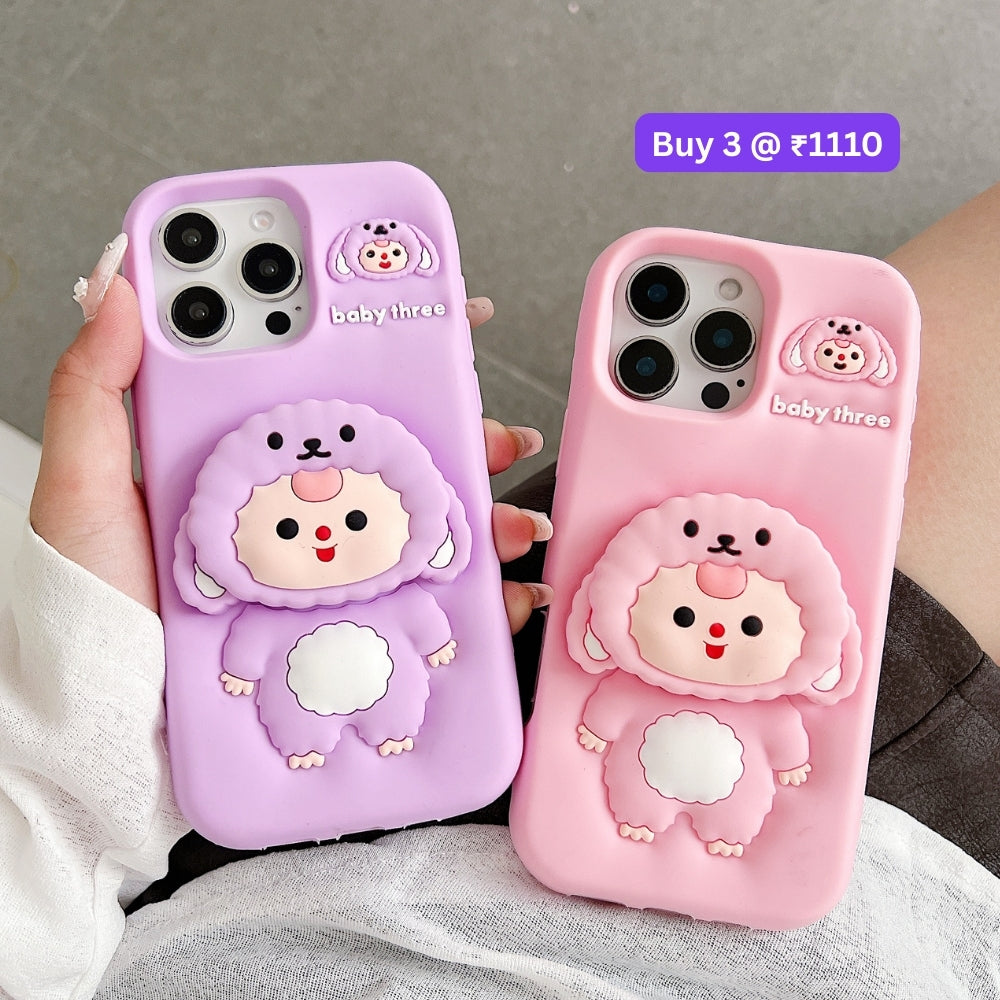 Cartoon Baby Holder Silicone Phone Case | Mobile Cover - iPhone 15 Plus