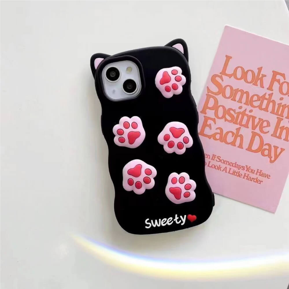 Cat Footprint With Ears Silicone Shockproof Case