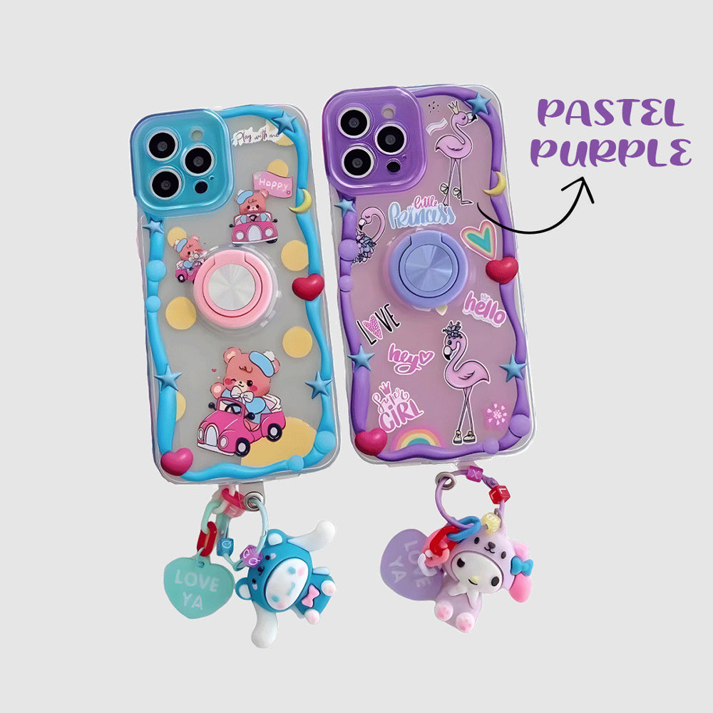 Fashion Cartoon 360 Degree Rotated Stand With Charm Case - Oppo Reno 7 Pro
