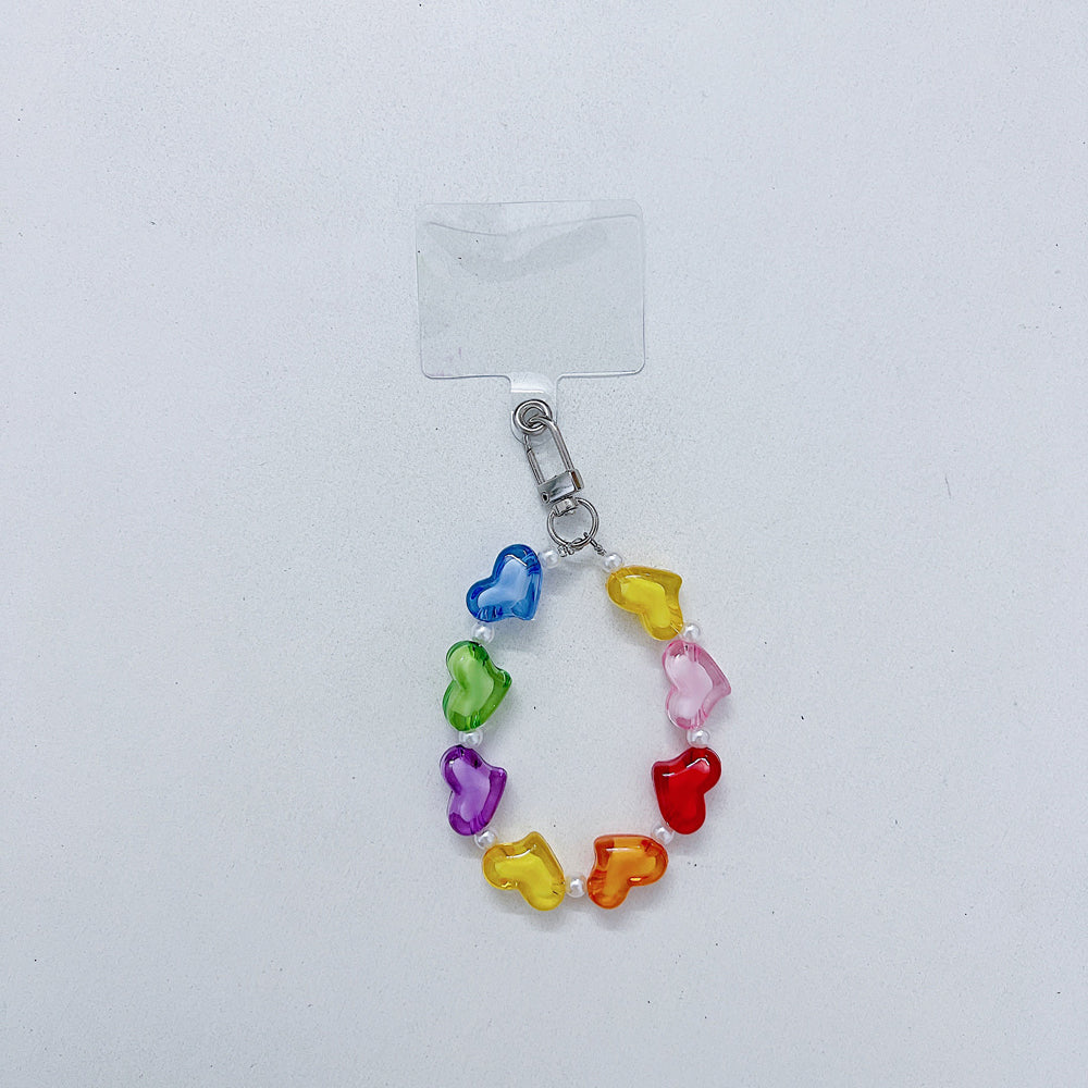 Acrylic Random Color Heart Clear Beads Phone Charm | Handbag Charm