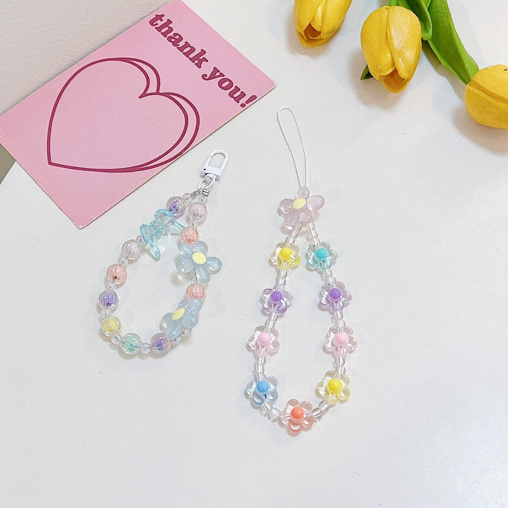 Colorful Sunflower Transparent Beaded Phone Charm | Bracelet | Handbag Charm