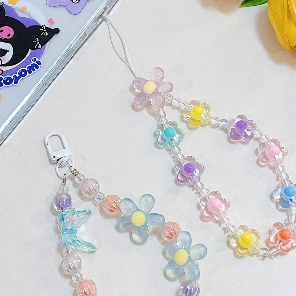 Colorful Sunflower Transparent Beaded Phone Charm | Bracelet | Handbag Charm