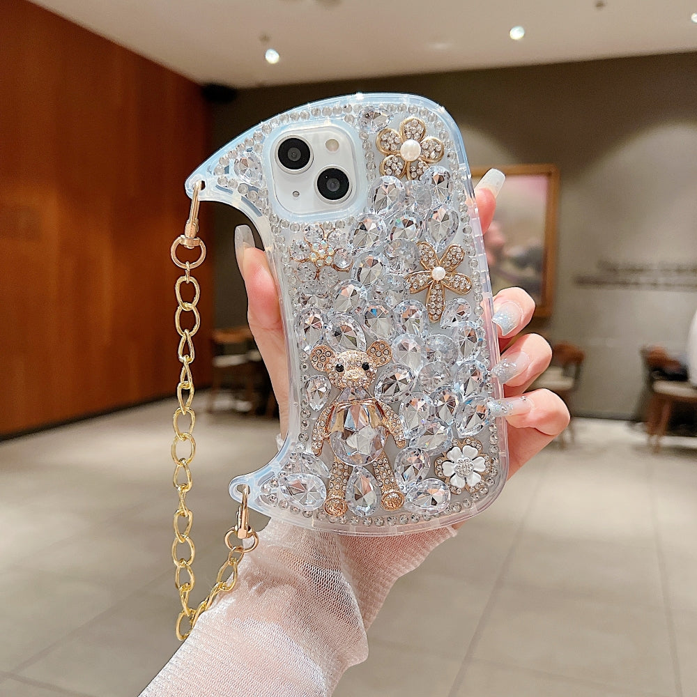 Colorful Diamond Phone Case With Metal Chain Strap iPhone 13 Pro Max